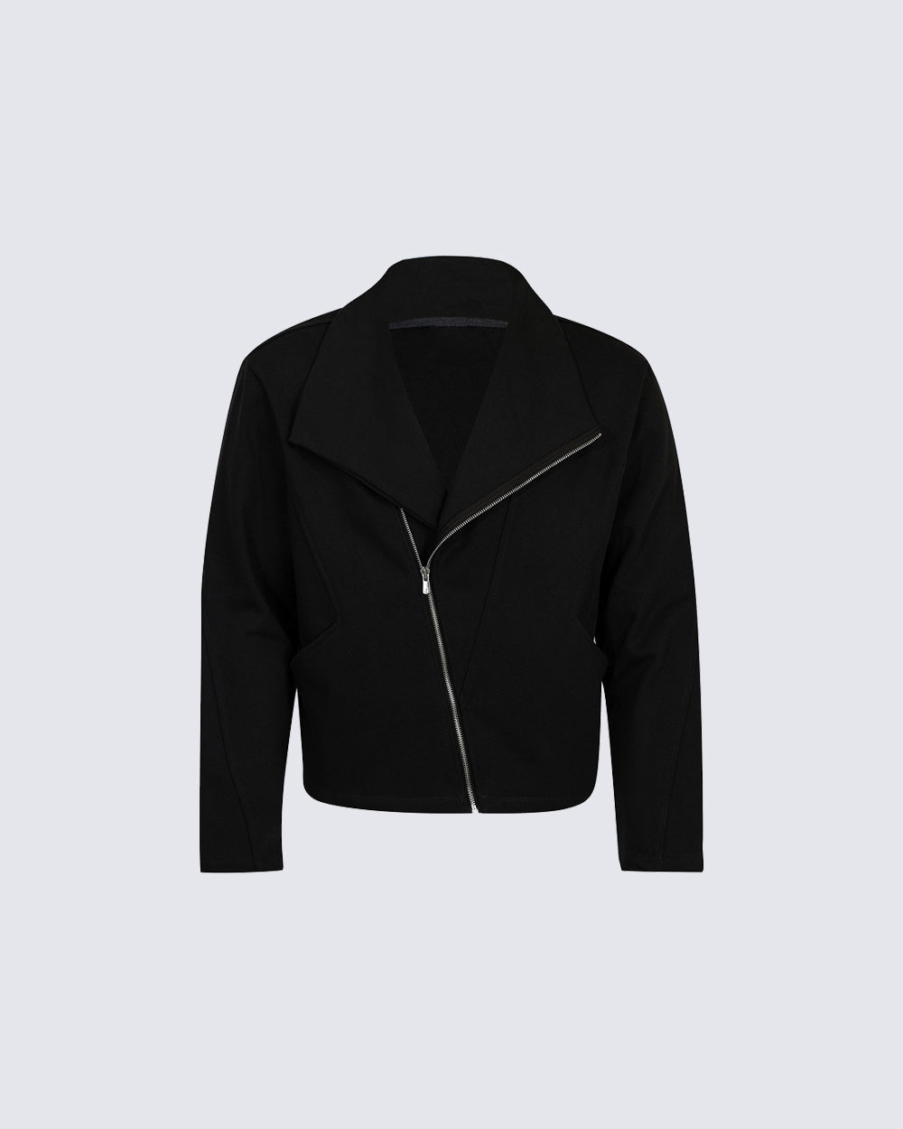 Minimalist Asymmetric Zip Stand Collar Jacket