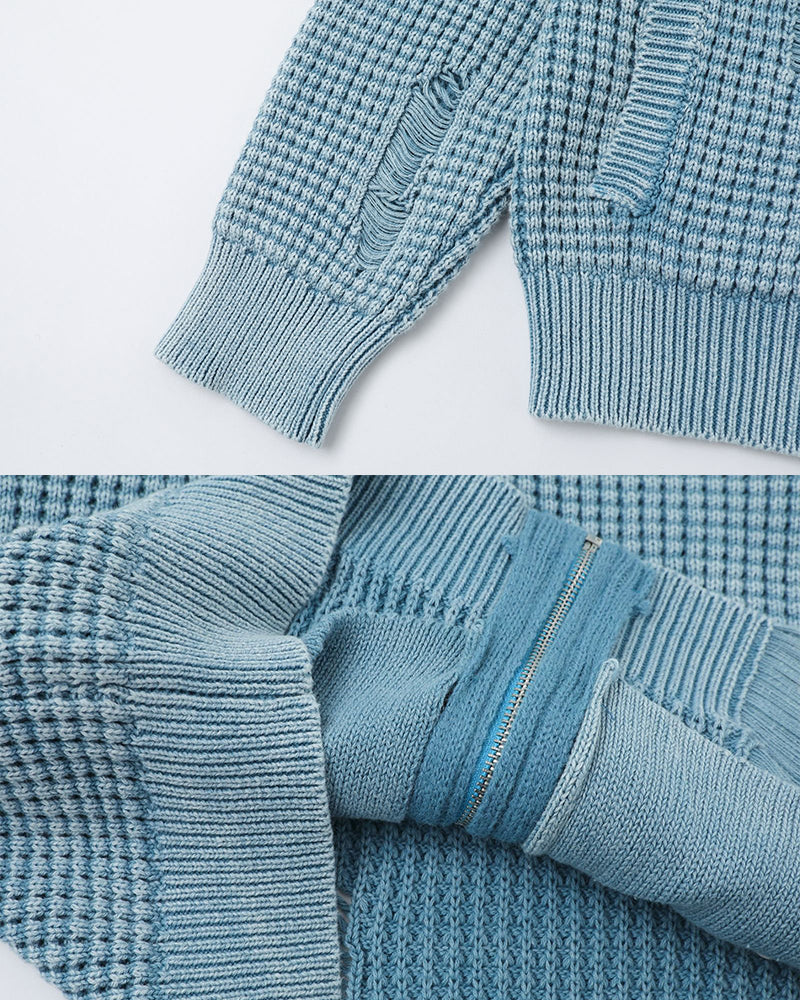 Vintage Distressed Zip Knit