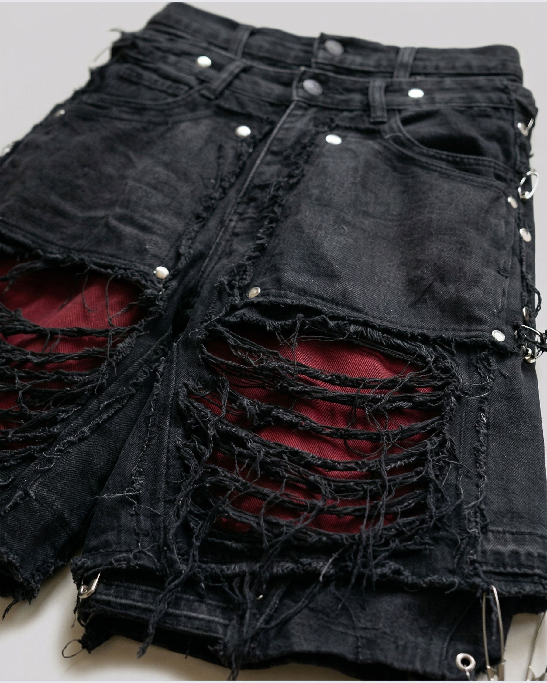 New Dark Ripped Black Denim Shorts