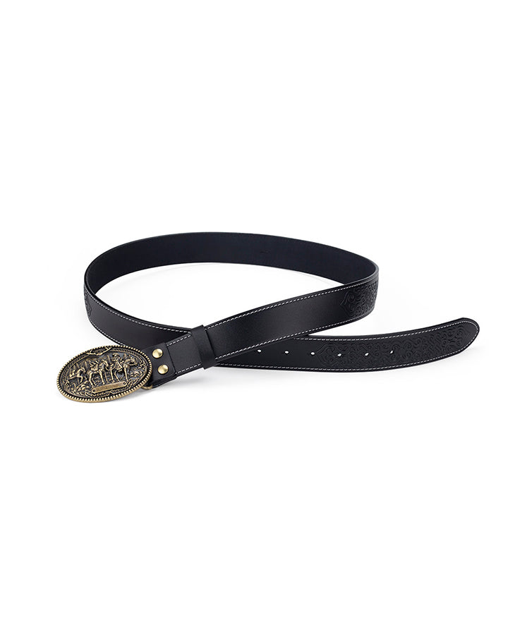 Embossed Western Leather Belt