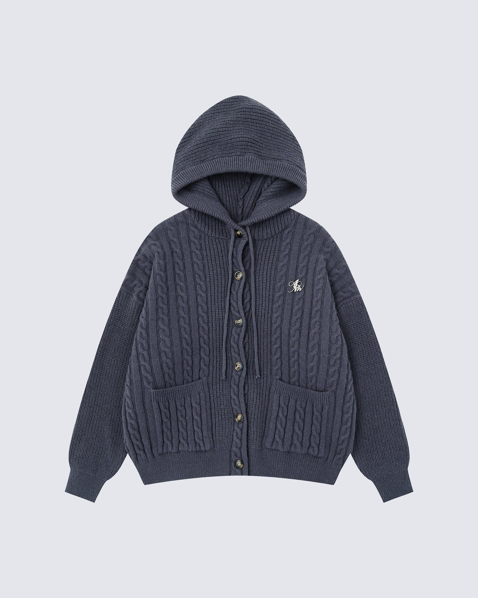 Unisex Drawstring Hooded Casual Knit Sweater