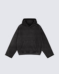 Washed Split-Panel Frayed Hoodie