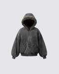Cropped-Boxy Hoodie in Stone-Washed Cotton
