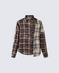Patchwork Plaid Deconstructed Shirt