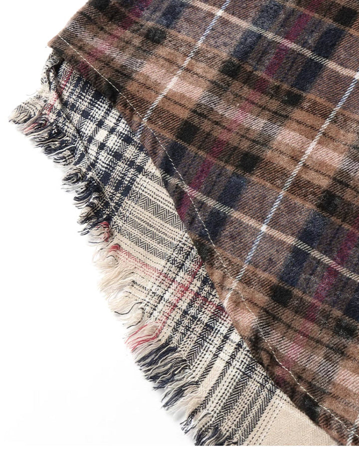 Patchwork Plaid Deconstructed Shirt