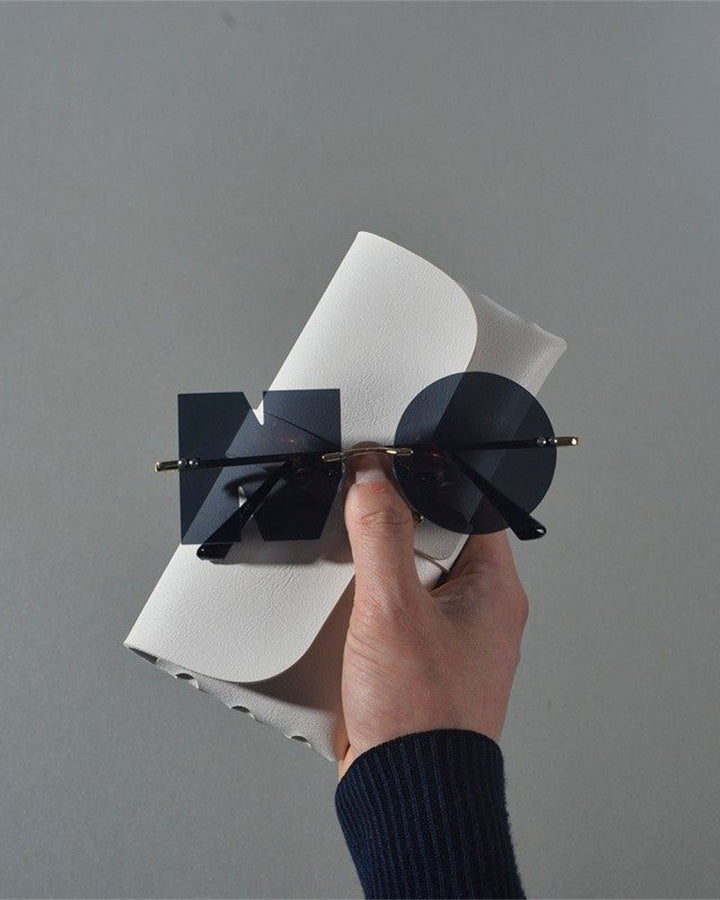 Letter & Round Rimless Resin Sunglasses