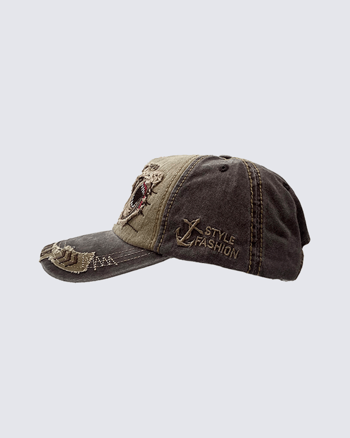 Vintage Monster Embroidery Patchwork Baseball Cap