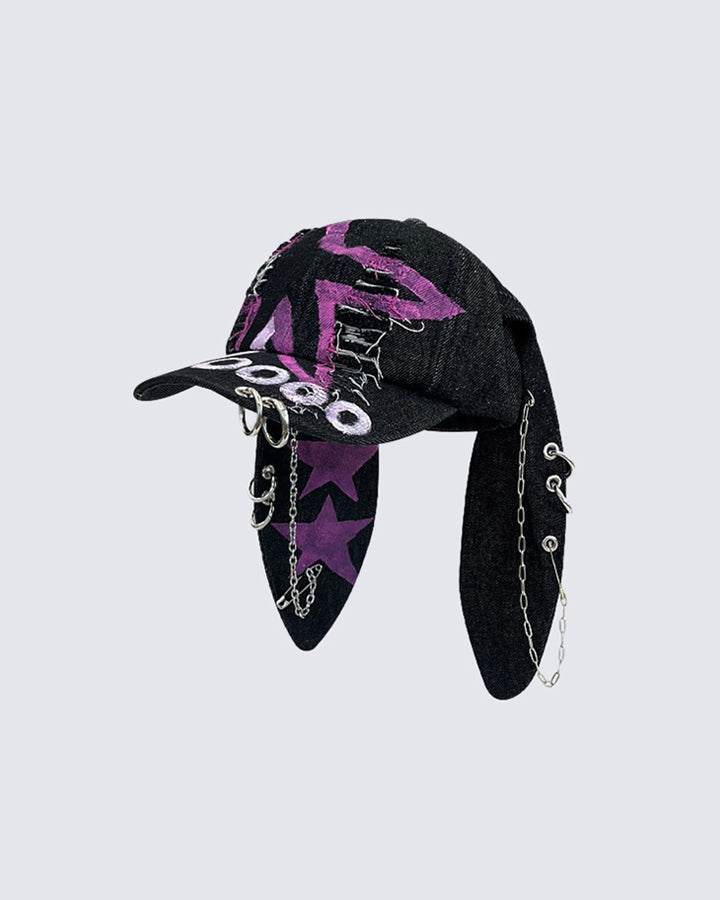 Wasteland Bunny Ear Distressed Denim Baseball Cap
