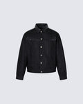 Raw Denim Leather Patchwork Jacket