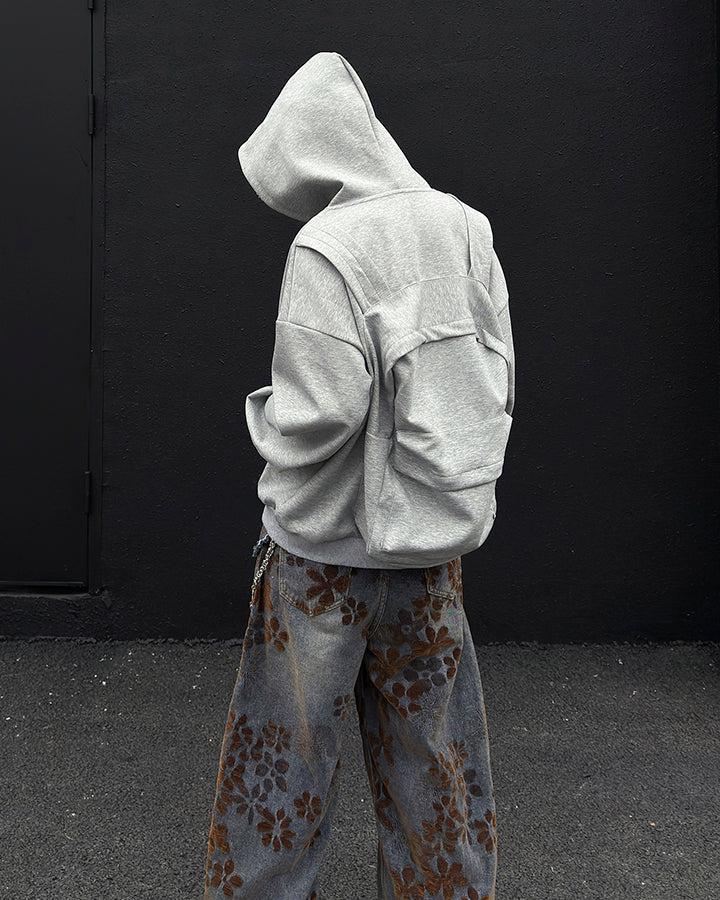 American 3D Backpack Hooded Zip-Up Sweatshirt