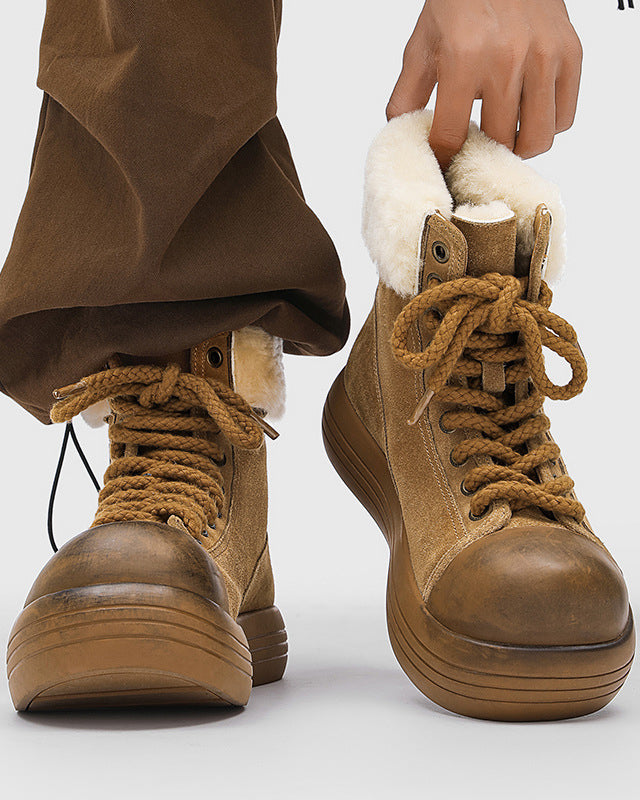 Thick-Soled Plush-Lined Couple Short Boots