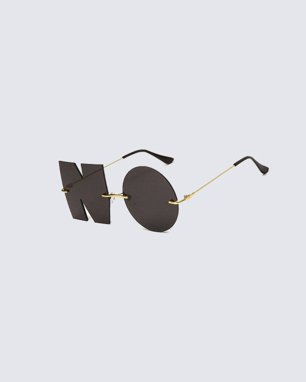 Letter & Round Rimless Resin Sunglasses