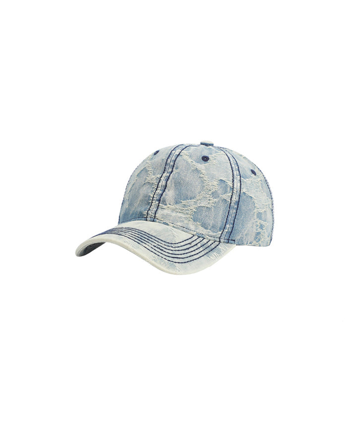 Distressed Denim Baseball Cap
