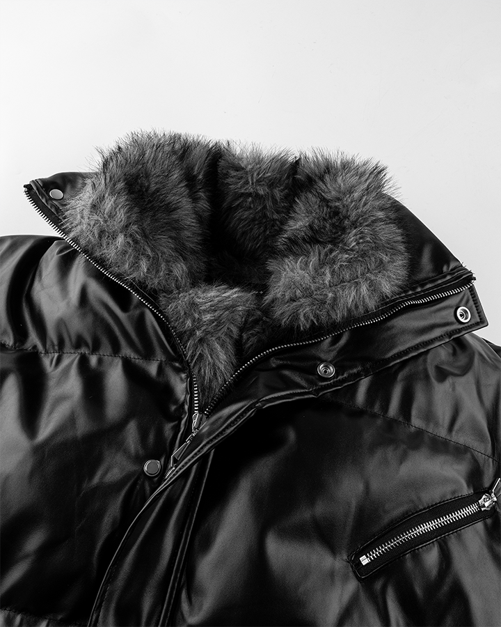 Puffer Jacket with Fur Trim