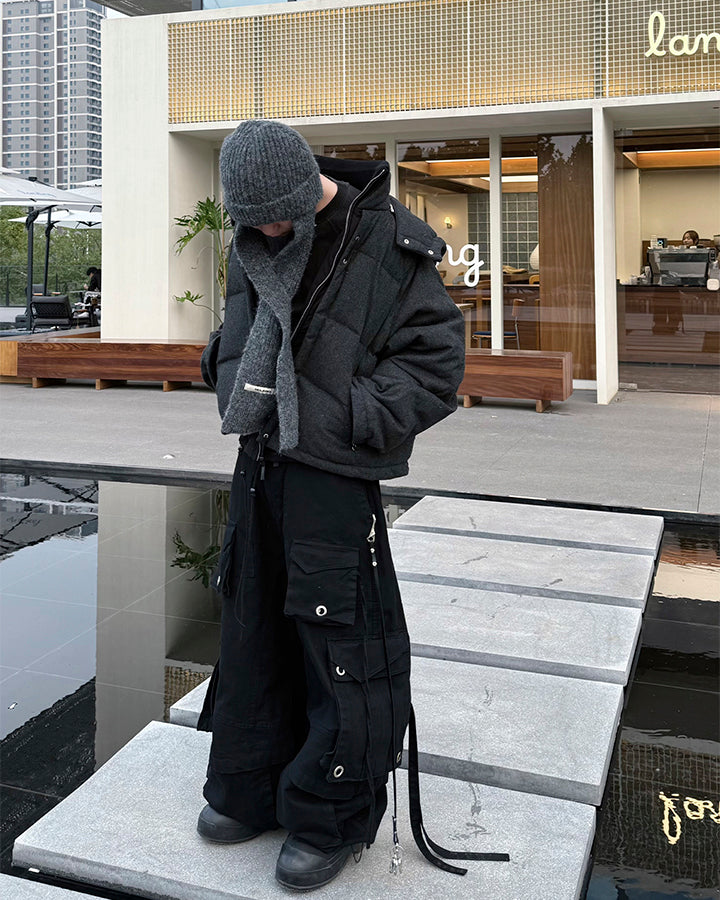 Detachable Towel Knit Wool Beanie Scarf