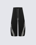 Wide-Leg Athletic Track Pants with Striped Design