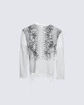 American Street Snake Print Distressed Long Sleeve T-Shirt
