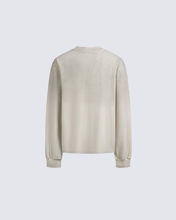 Vintage Distressed Washed Long Sleeve T-Shirt