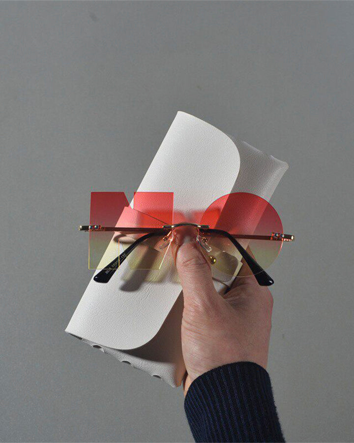 Letter & Round Rimless Resin Sunglasses
