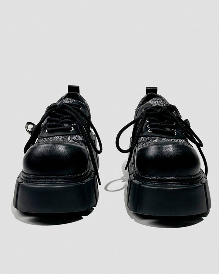 Chunky Studded Platform Lace Up Shoes