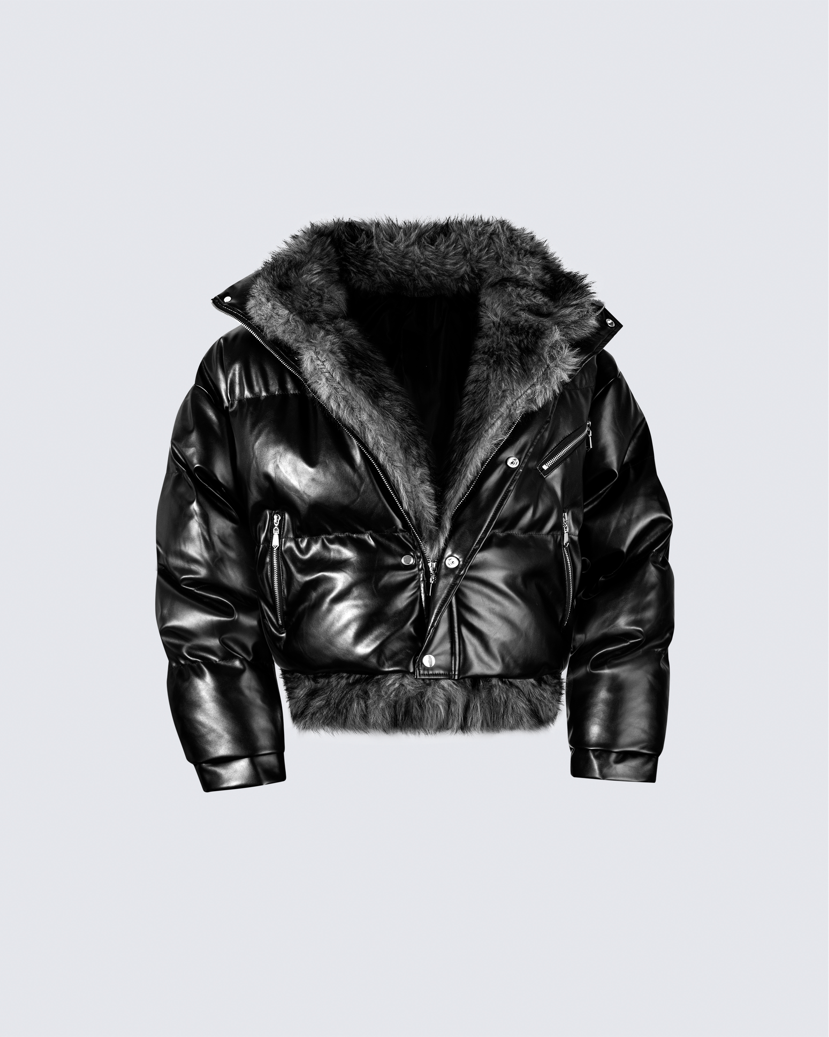 Puffer Jacket with Fur Trim