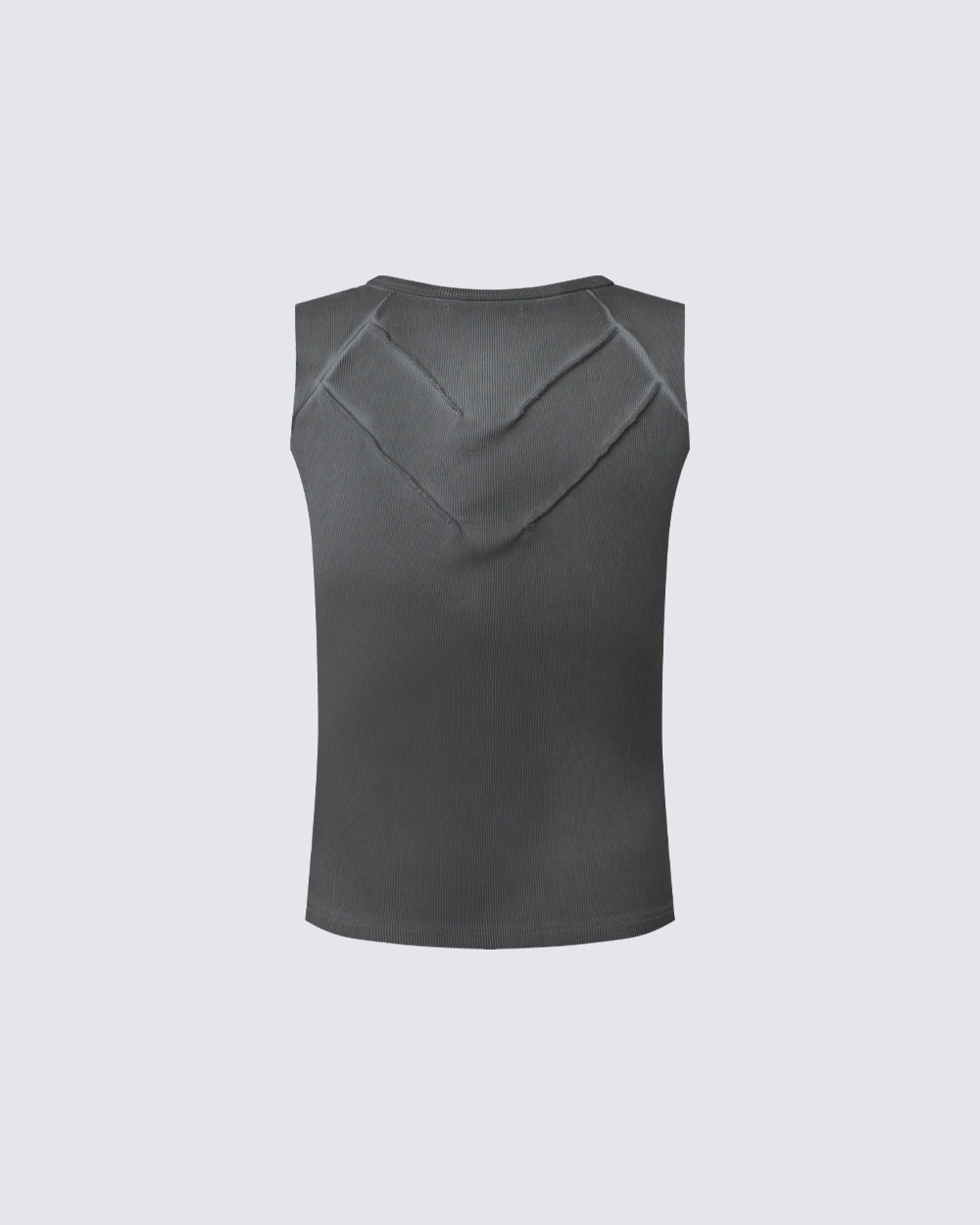 Dark Washed Distressed Sleeveless Ribbed Tank Top