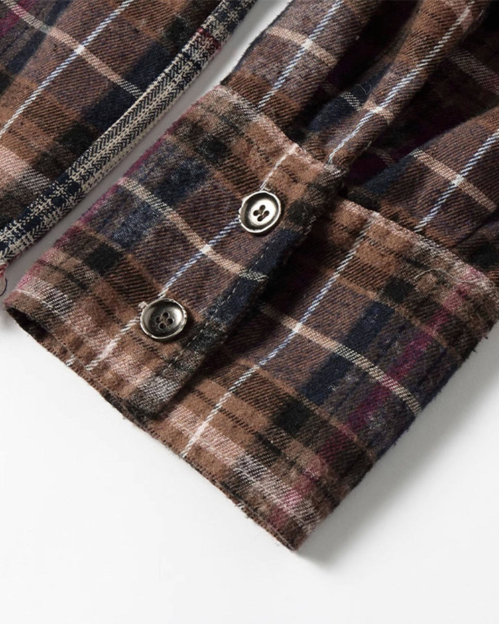 Patchwork Plaid Deconstructed Shirt