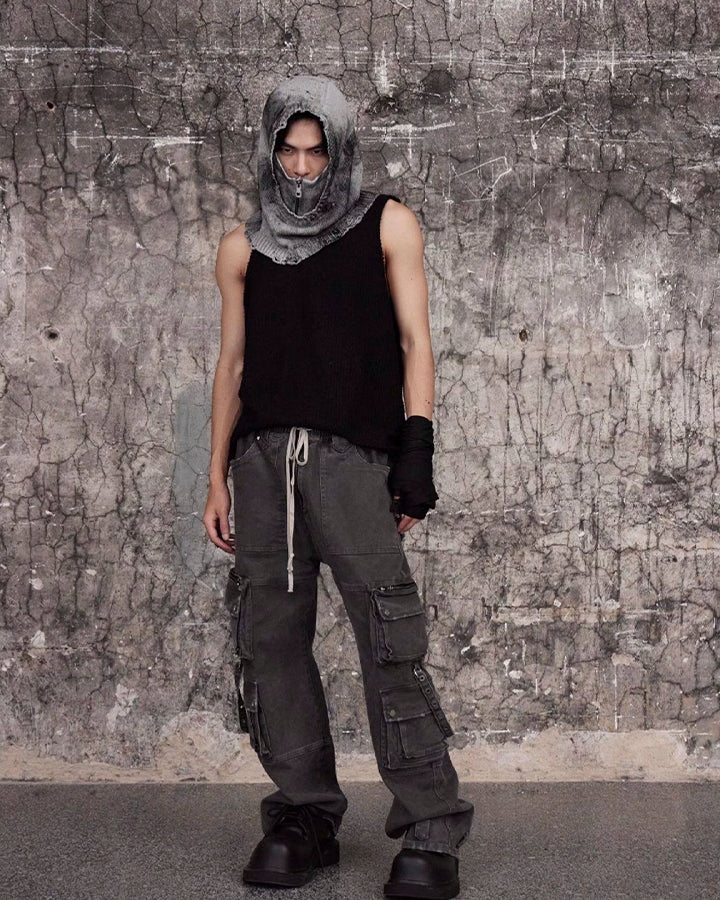 Hand-Painted Smudge Knit Hood Balaclava