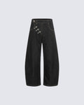Minimal Buckle Wide-Leg Denim Pants
