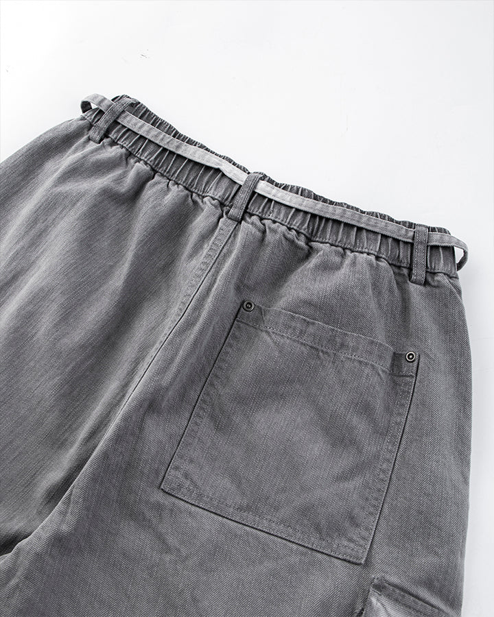 Washed Grey Multi-Pocket Cargo Pants