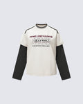 Fake Two-Piece Printed Long Sleeve T-Shirt