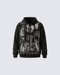 American Street Portrait Graffiti Zip-Up Hoodie