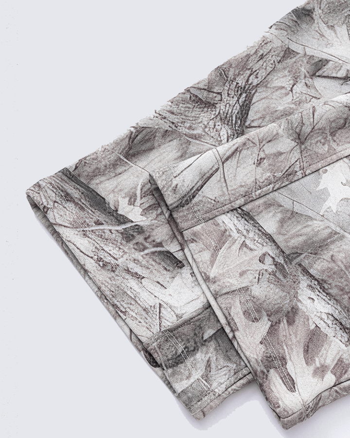 Fleece-Lined Camouflage Print Straight-Leg Pants