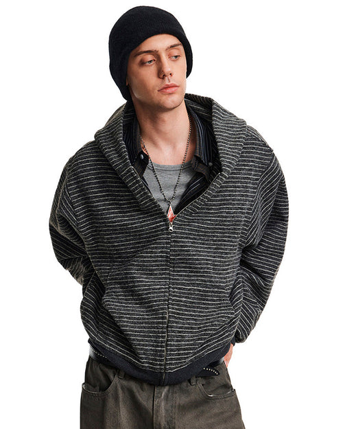 American High-Street Striped Hooded Sweatshirt