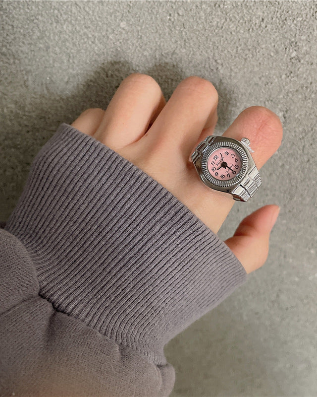 Punk-Inspired Quartz Watch Ring