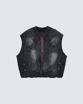 Vintage Washed Gothic Armor Style Sleeveless Vest