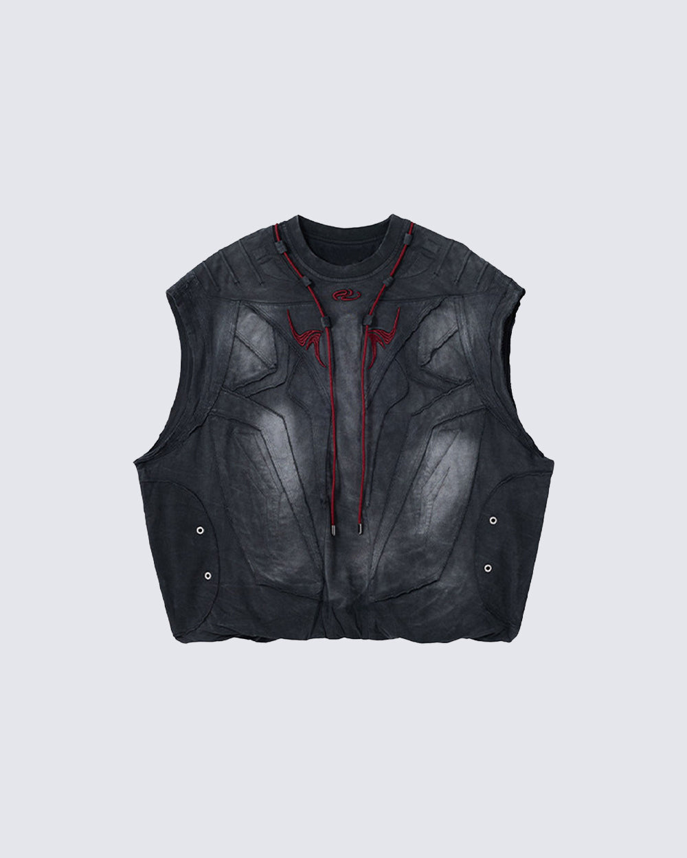 Vintage Washed Gothic Armor Style Sleeveless Vest