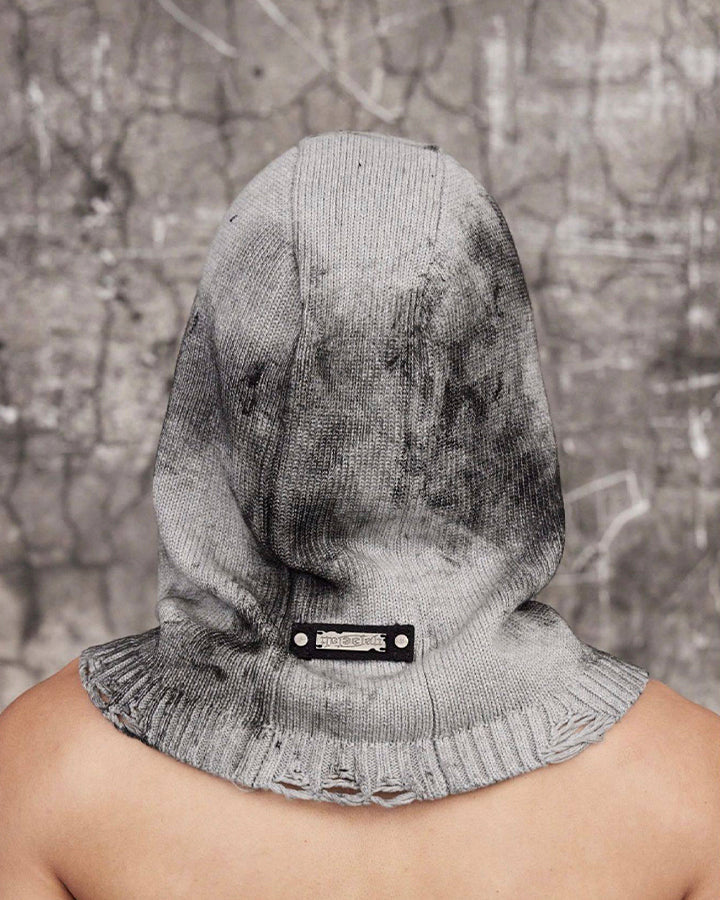 Hand-Painted Smudge Knit Hood Balaclava