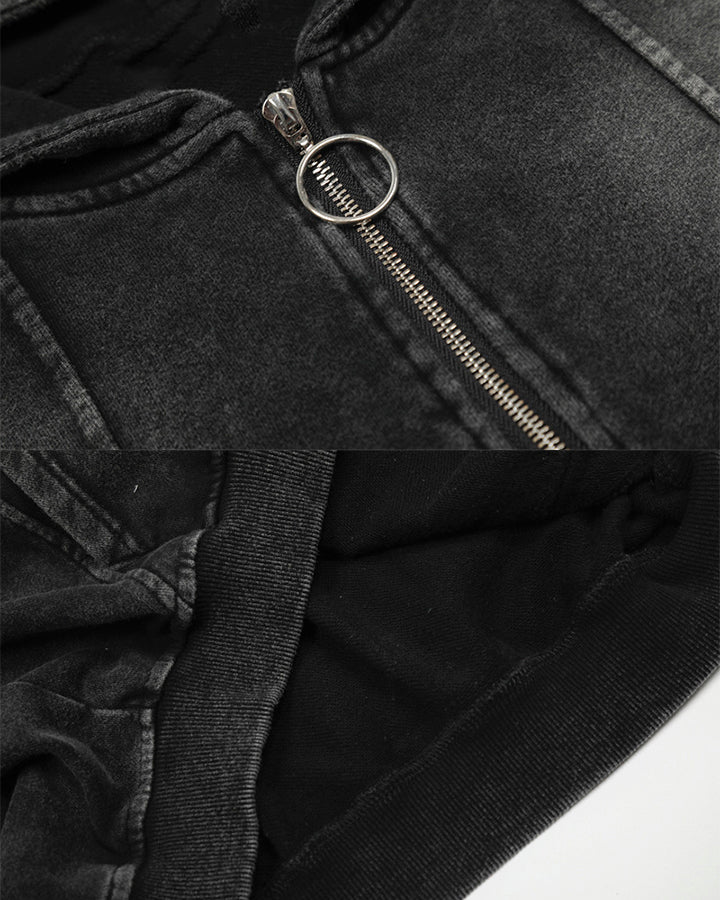 Vintage Washed Zip Hooded Sweatshirt