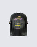 Racing Style Fake Two-Piece Long-Sleeved T-Shirt