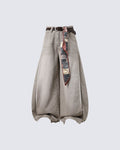 Scarf Belt Wide Leg Denim Pants