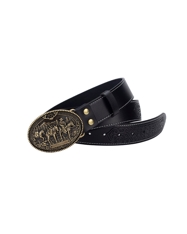 Embossed Western Leather Belt