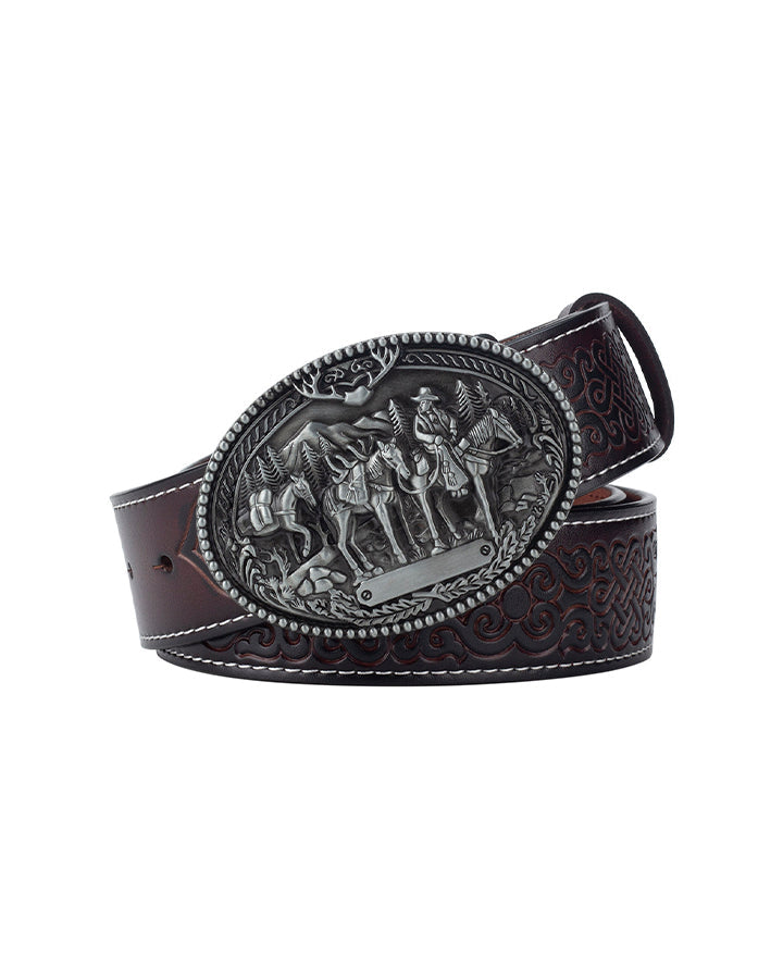 Embossed Western Leather Belt