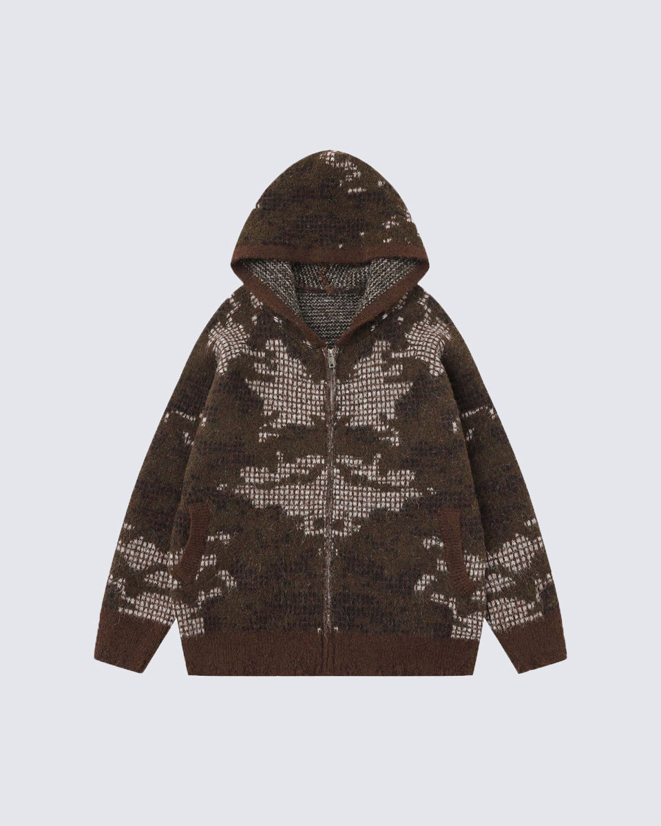 Unisex Creative Design Hooded Knit Sweater