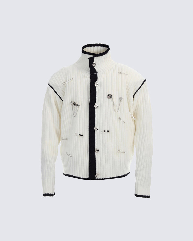 2026 Spring Metal-Embellished Knit Sweater