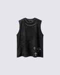 Gothic Cross Washed Sleeveless Tank