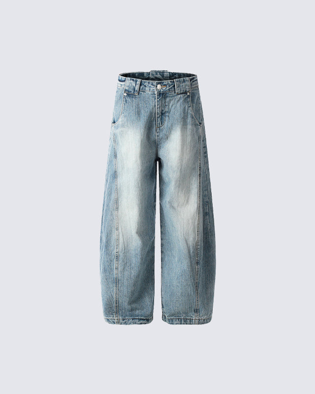 Vintage Washed Wide-Leg Denim Jeans