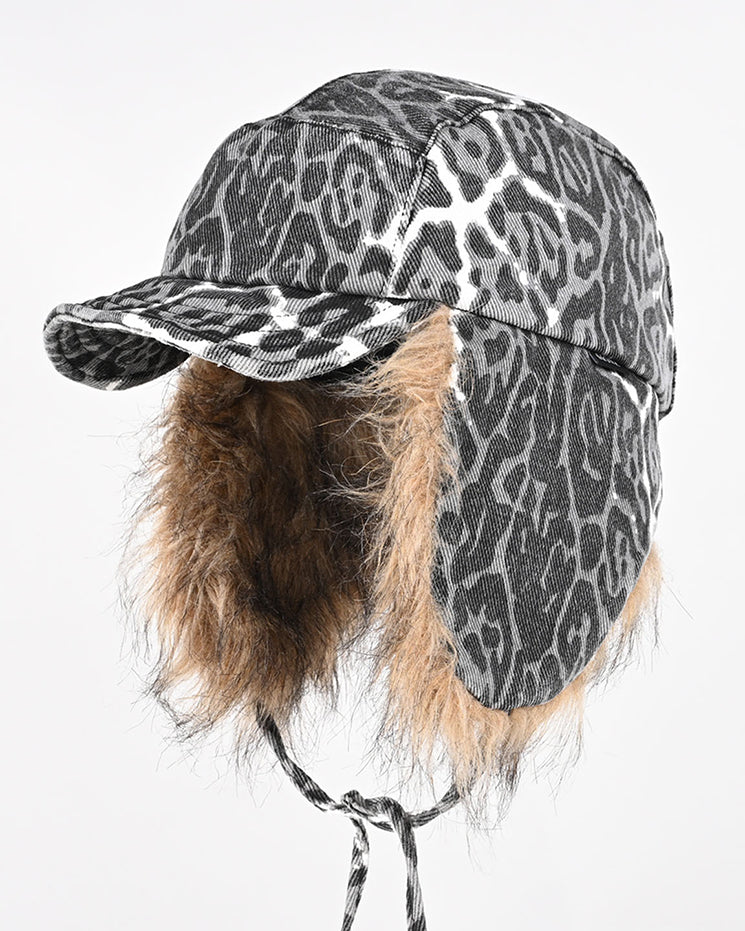 American Leopard Print Plush Trapper Cap
