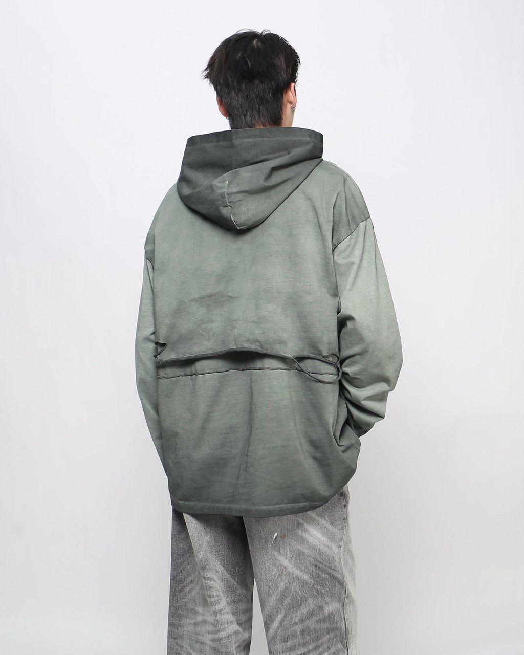 Retro Letter Distressed Hooded Sweatshirt