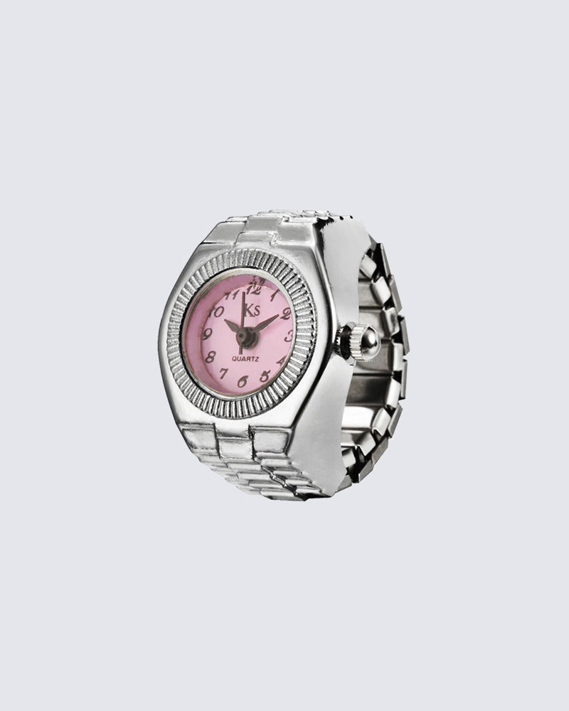 Punk-Inspired Quartz Watch Ring